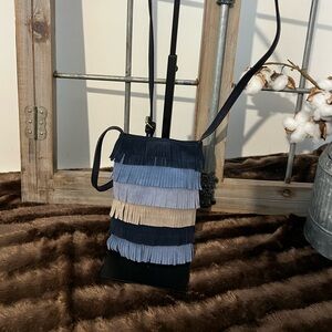 Rebecca Minkoff Suede Fringe and Leather Crossbody